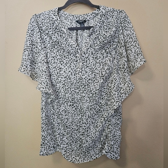 Chaps Women's Size M Animal Print Butterfly Sleeve Top - Picture 1 of 4